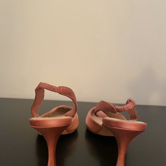 Manolo Blahnik Pink Satin Slingback Pumps - Picture 4 of 4